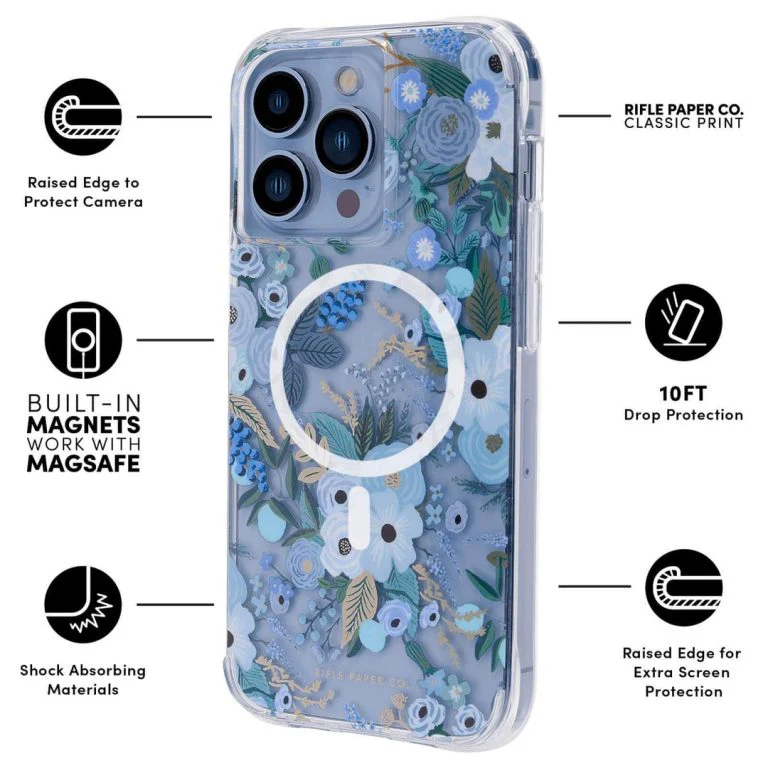 Case-Mate Rifle Paper Co. Case (MagSafe) - Garden Party Blue - iPhone 13 Pro - Image 2
